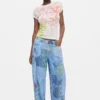 Printed Denim Trousers