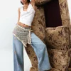 Printed Denim Trousers