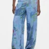 Printed Denim Trousers