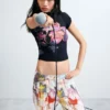 Printed Denim Trousers