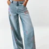 Printed Denim Trousers