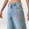Printed Denim Trousers