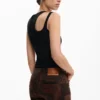 Printed Denim Trousers