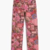 Printed Denim Trousers