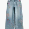 Printed Denim Trousers