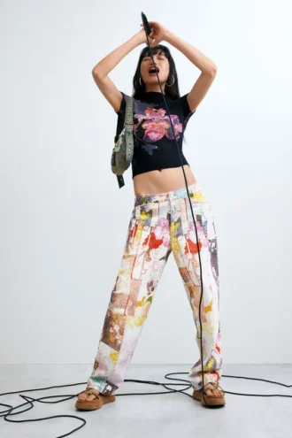 Printed High Neck Blouse