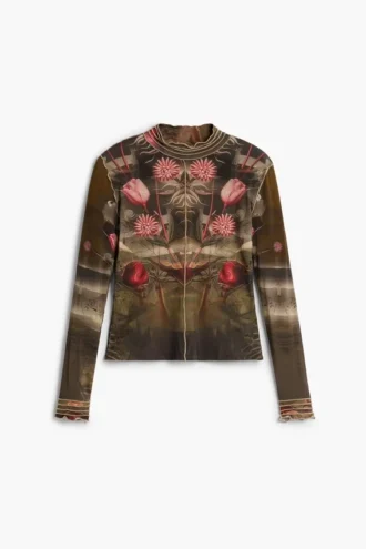 Printed High Neck T-Shirt