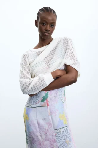 Printed Long-Sleeve Dress