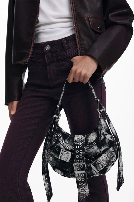 Printed Medium Bag with Buckles Printed Medium Bag with Buckles