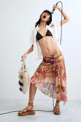 Printed Midi Skirt