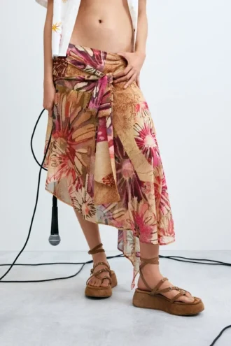 Printed Midi Skirt