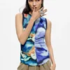 Printed Sleeveless Blouse Printed Sleeveless Blouse