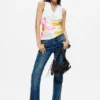 Printed Sleeveless T-Shirt Printed Sleeveless T-Shirt