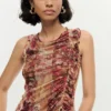 Printed Sleeveless T-Shirt Printed Sleeveless T-Shirt