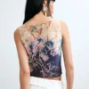 Printed Sleeveless T-Shirt Printed Sleeveless T-Shirt