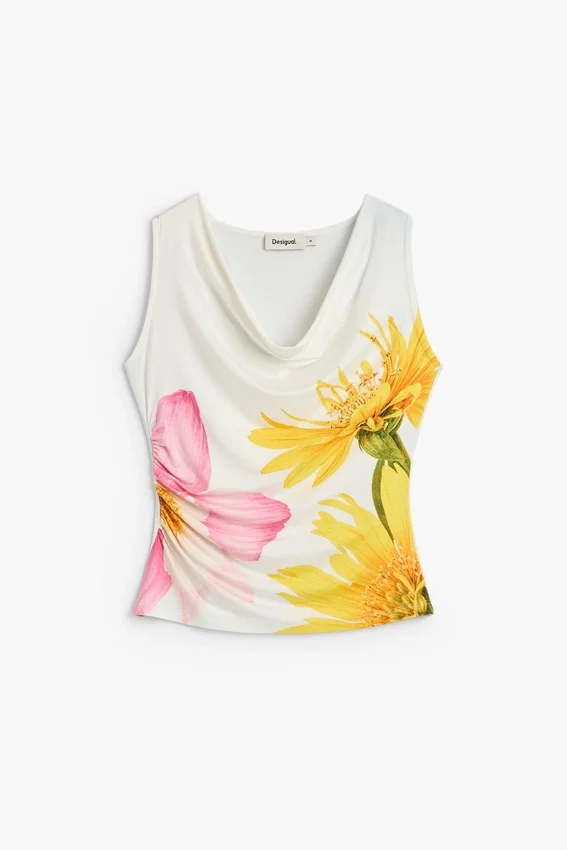 Printed Sleeveless T-Shirt Printed Sleeveless T-Shirt