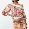 Printed Strapless Blouse Printed Strapless Blouse
