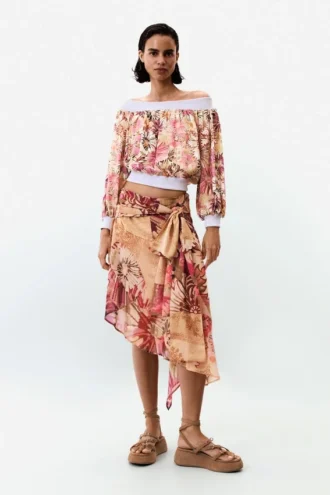 Printed Strapless Blouse