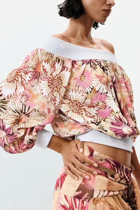 Printed Strapless Blouse Printed Strapless Blouse