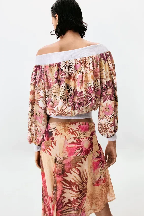 Printed Strapless Blouse Printed Strapless Blouse
