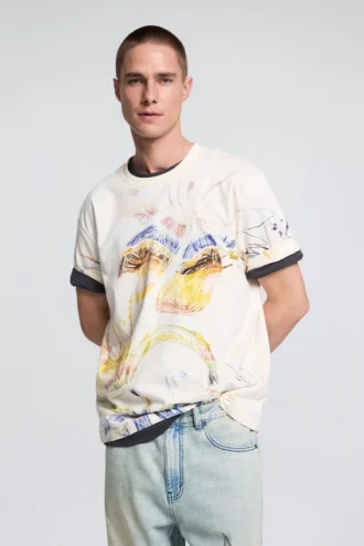 Printed T-Shirt with Drawings