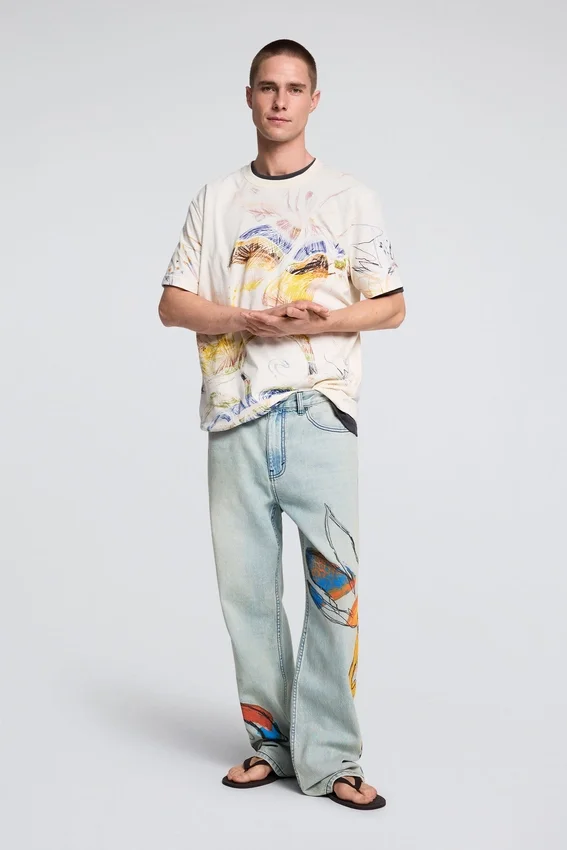 Printed T-Shirt with Drawings Printed T-Shirt with Drawings