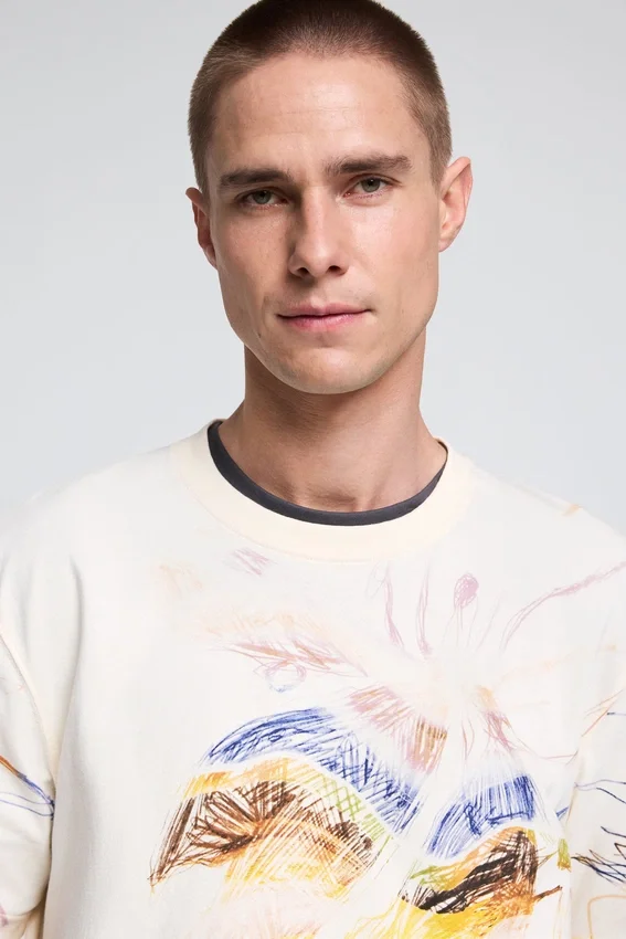 Printed T-Shirt with Drawings Printed T-Shirt with Drawings