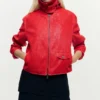 Red Faux Leather Jacket