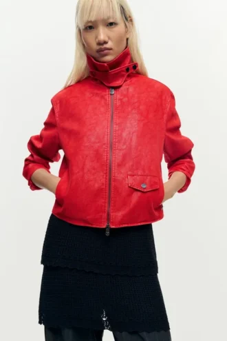 Red Faux Leather Jacket