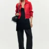 Red Faux Leather Jacket