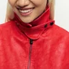 Red Faux Leather Jacket