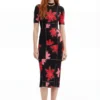 Ribbed Floral Midi Dress Ribbed Floral Midi Dress