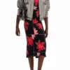Ribbed Floral Midi Dress Ribbed Floral Midi Dress