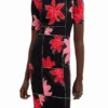 Ribbed Floral Midi Dress Ribbed Floral Midi Dress