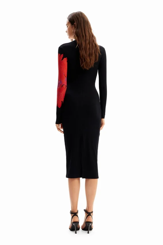 Ribbed Floral Midi Dress Ribbed Floral Midi Dress