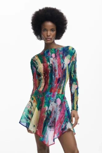 Ruched Asymmetric Dress