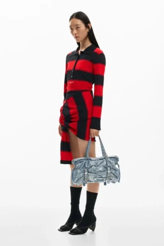 Ruched Denim Bag