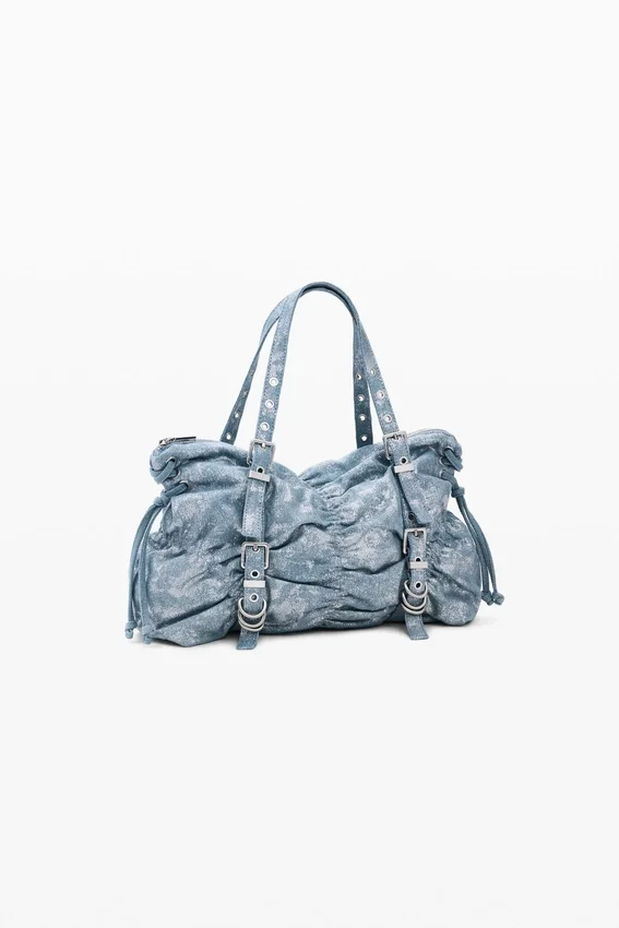 Ruched Denim Bag Ruched Denim Bag