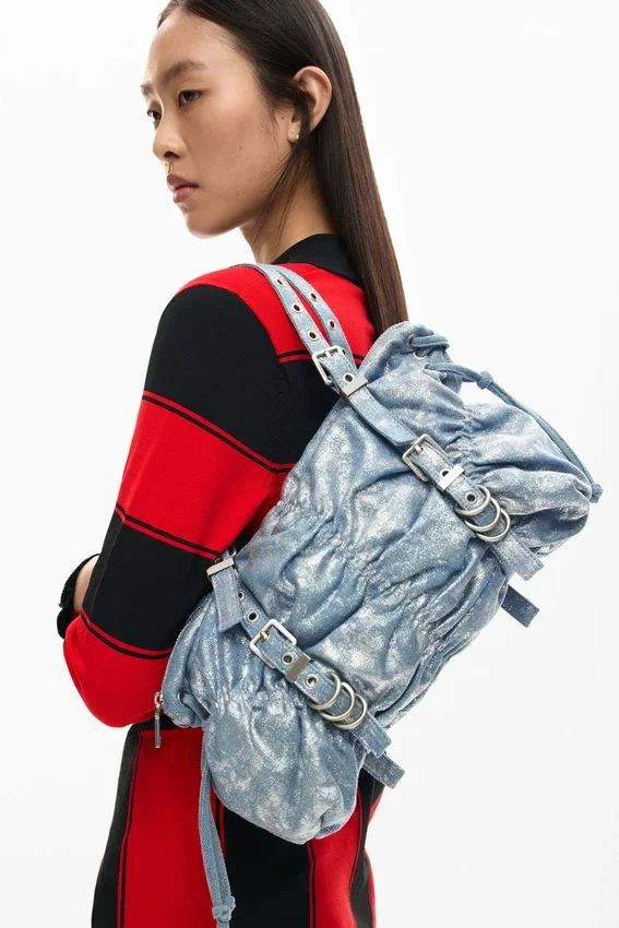 Ruched Denim Bag Ruched Denim Bag
