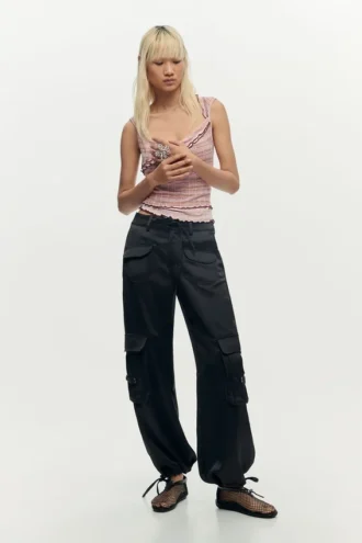 Satin Cargo Pants
