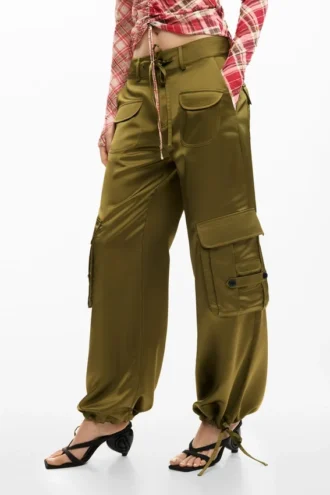 Satin Cargo Pants