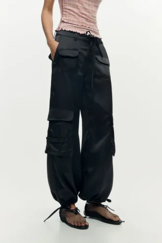 Satin Cargo Pants