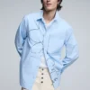 Shirt with Embroidered Topstitching