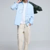 Shirt with Embroidered Topstitching