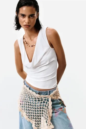 Draped Sleeveless T-Shirt