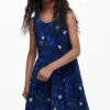 Short Dress Flared Flowers