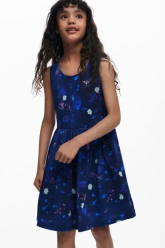 Short Dress Flared Flowers