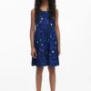 Short Dress Flared Flowers