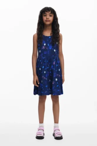 Short Dress Flared Flowers