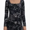 Short Dress with Square Neckline